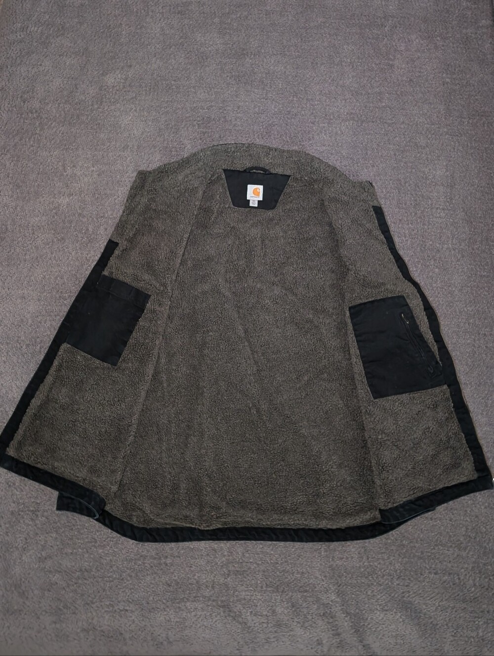 Carhartt Washed Duck Sherpa Lined Mock Vest Black Mens 3XL TALL - Picture 5 of 8